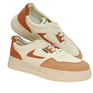 Women's Designer Sneakers - Salmon & White - Size 11
